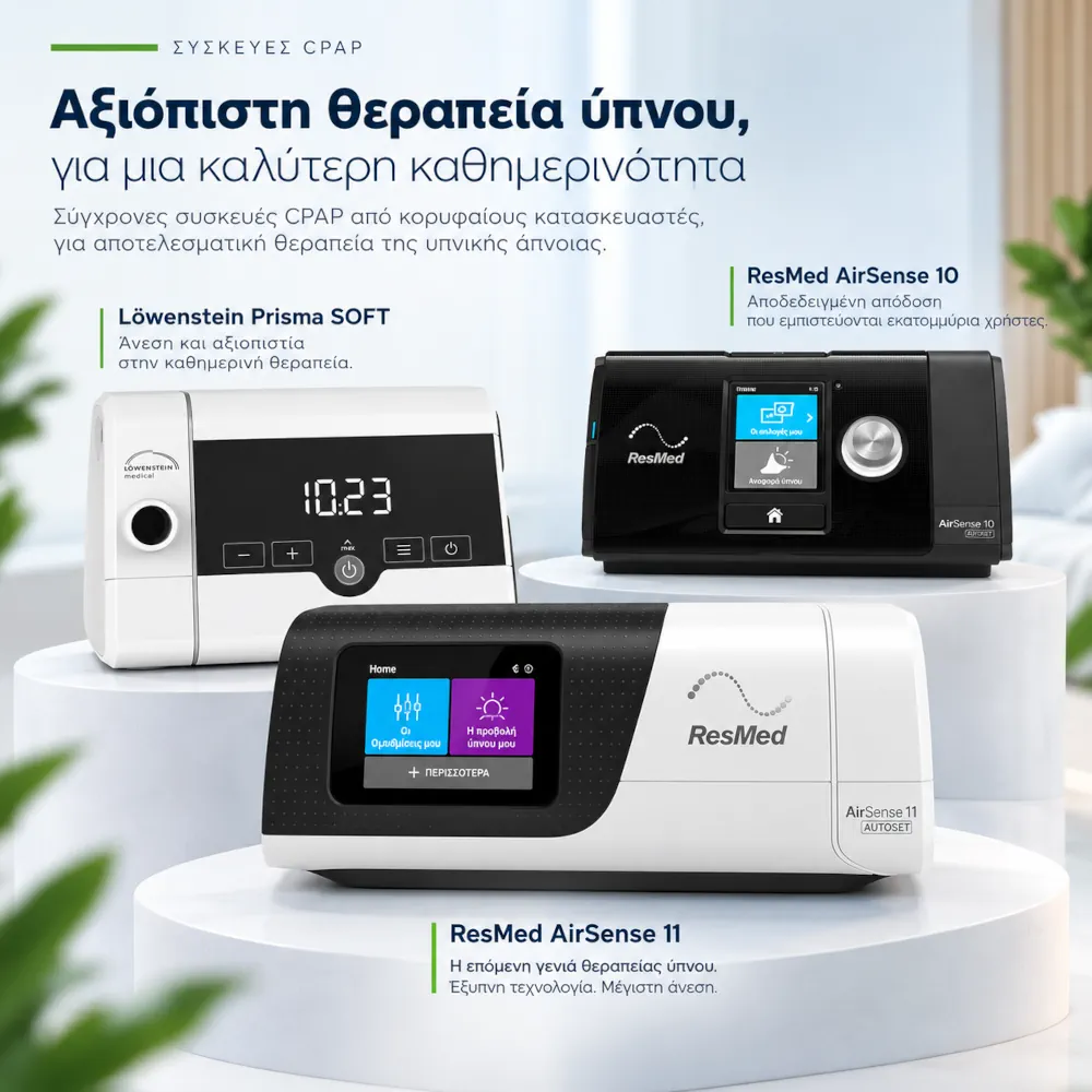 Συσκευές CPAP ResMed AirSense 11, ResMed AirSense 10 και Löwenstein Prisma SOFT για θεραπεία υπνικής άπνοιας